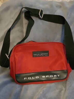 Polo by Ralph Lauren Vintage Red and Black Polo Sport Crossbody Shoulder Bag